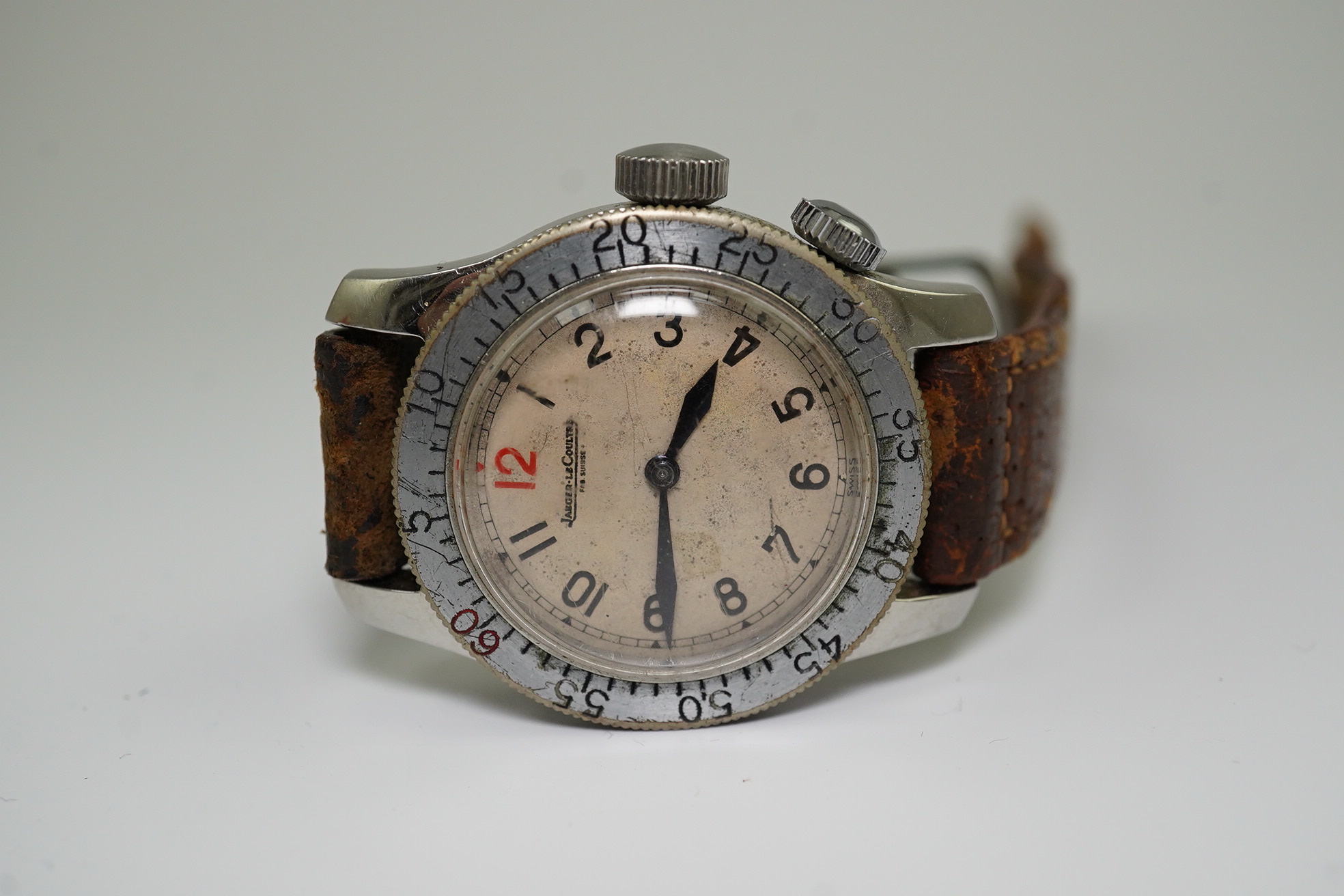 A gentleman's 1940's steel Jaeger LeCoultre pilot's manual wind wrist watch